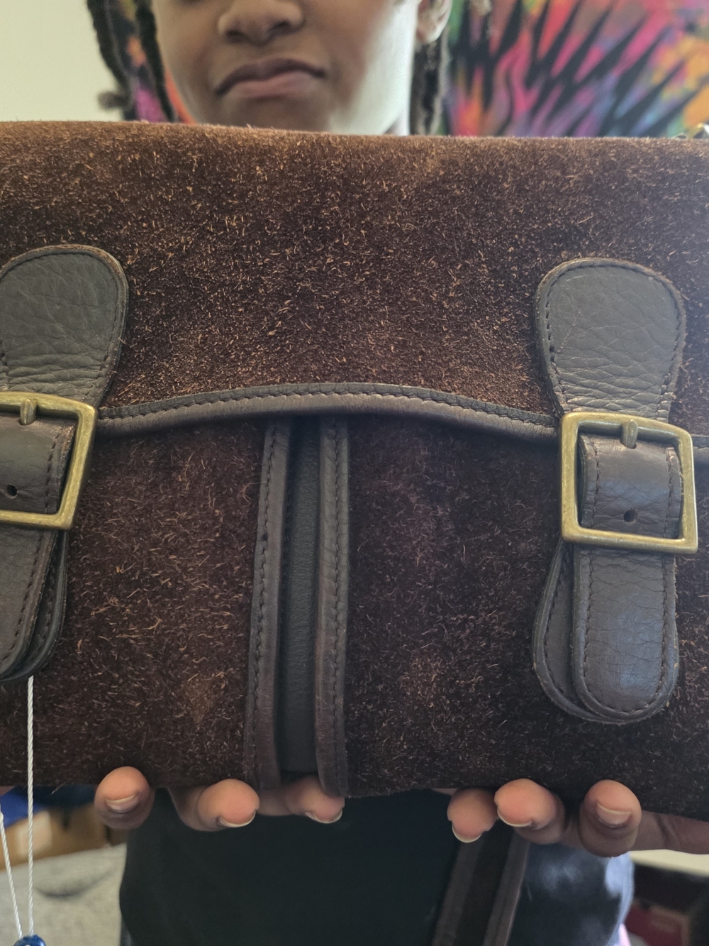 Coach Berkley Brown Suede Leather Buckle Messenger Bag